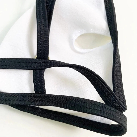 River Island Black Stripe Soft Triangle Bikini Top Strappy Back Size 4 NWT - Picture 11 of 13